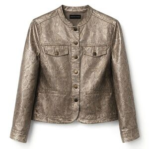 Dana Buchman Metallic Snake Print Faux Leather Jacket 10